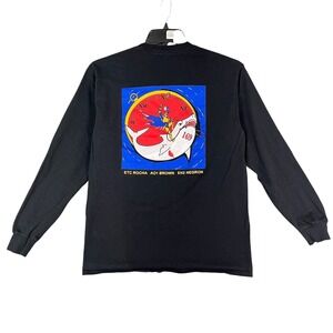 US Navy Shirt Mens S Long Sleeve Graphic Compass Shark Military Vintage Rare Y2K